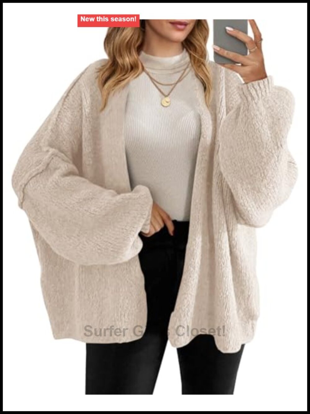 Womens Oversized Open Front Chunky Knit Cardigan Sweater Long Sleeve